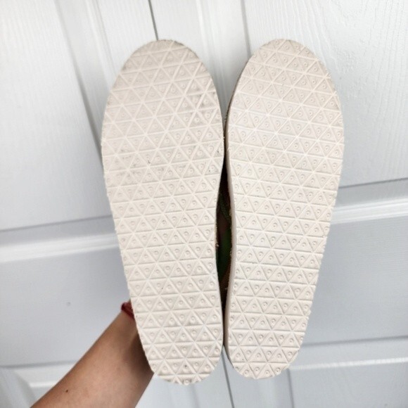 Mix Slip-on Striped Comfort Shoes Flats Espadrille Green Beige Canvas Sz 10 - Picture 7 of 14